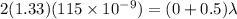 2 (1.33)(115\times 10^{-9})= (0 + 0.5) \lambda
