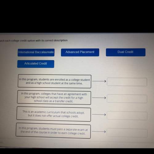 Match each college credit option with its correct description