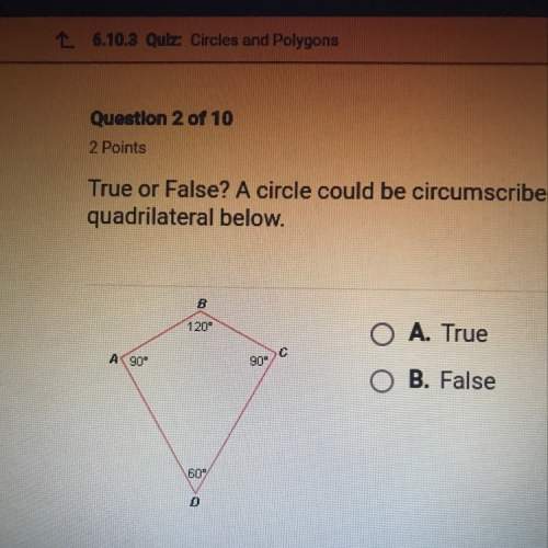 True or false? a circle can be circumscribed about the quadrilateral below.