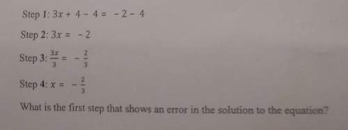What is the first step that shows an error in the solution to the equation