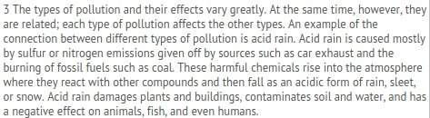 In paragraph 3, what point is the author making when he talks about acid rain?