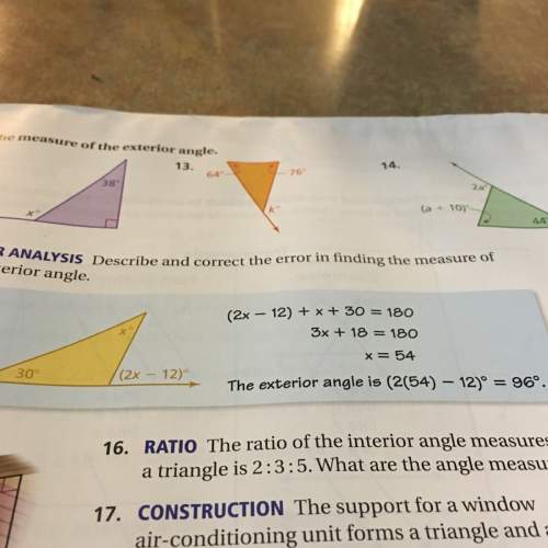 Describe and correct the error in finding the measure of the angle
