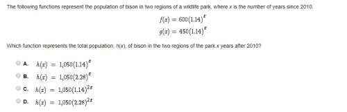 Will mark brainlist the following functions represent the population of bison in two regions of a wi