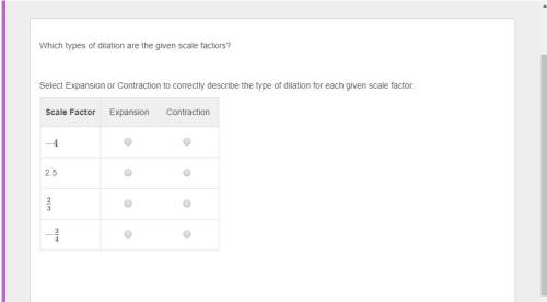 Need with select expansion or contraction to correctly describe the type of dilation for each given