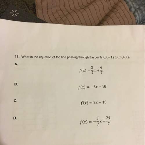 What is the equation of the line passing through the points (3,-1) and (4,2)