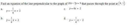 Find an equation of the line perpendicular to the graph.