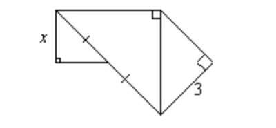 All of the triangles are 45-45-90 triangles. find x show how you did it.