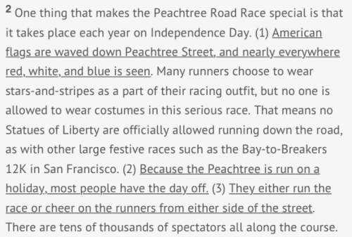 Which of these statements best summarizes the main idea of paragraph 2? a) spectators and runners b