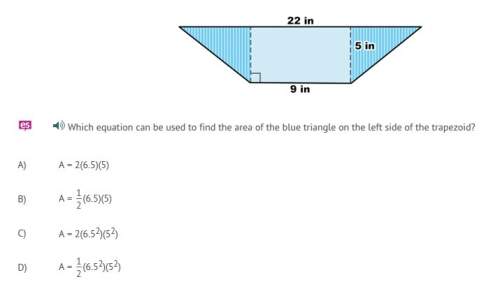 Which equation can be used to find the area of the blue triangle on the left side of the trapezoid?&lt;