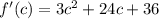 f'(c)=3c^2+24c+36