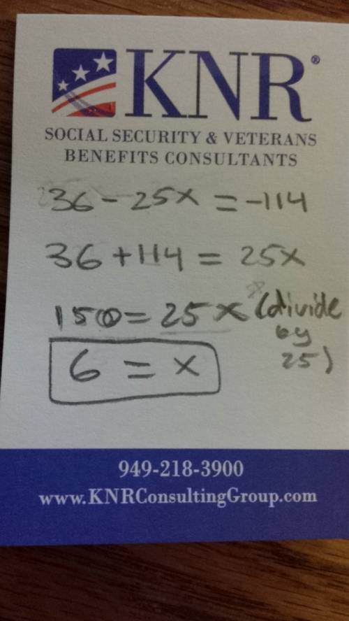 The product of 25 and an unknown number is subtracted from 36. the result is -114. what is the value