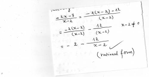 Find rational form of f(x)=-2x-8/x-2