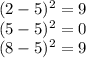 (2-5)^2=9\\(5-5)^2=0\\(8-5)^2=9