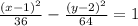 \frac{(x-1)^2}{36}-\frac{(y-2)^2}{64}=1