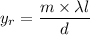 y_{r}=\dfrac{m\times\lambda l}{d}