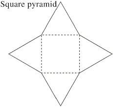 Draw a net for each of the following shapes:  (a) rectangular prism (b) triangular prism (c) pyramid
