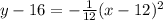 y-16=-\frac{1}{12}(x-12)^2