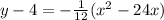 y-4=-\frac{1}{12}(x^2-24x)