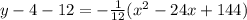 y-4-12=-\frac{1}{12}(x^2-24x+144)