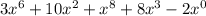 3x^6+10x^2+x^8+8x^3-2x^0