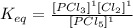 K_{eq}=\frac{[PCl_3]^1[Cl_2]^1}{[PCl_5]^1}
