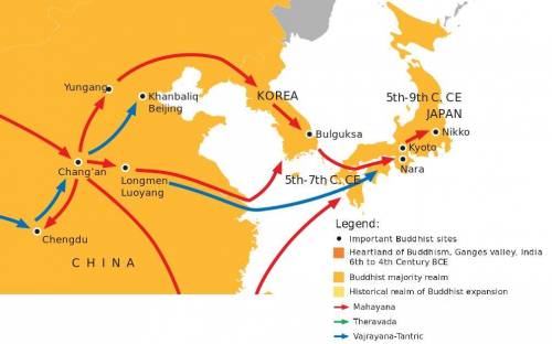 The spread of buddhism from india to parts of asia along the asian trade routes is an excellent exam