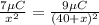 \frac{7\mu C}{x^2} = \frac{9 \mu C}{(40 + x)^2}