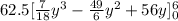 62.5[\frac{7}{18}y^{3}-\frac{49}{6}y^{2}+56y]^{6}_{0}