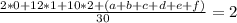 \frac{2*0+12*1+10*2+(a+b+c+d+e+f)}{30} =2