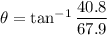\theta=\tan^{-1}\dfrac{40.8}{67.9}