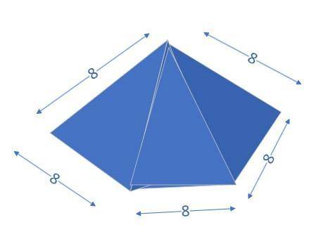 One of the equilateral triangular faces of a regular square pyramid is glued to a triangular face of