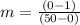 m = \frac{(0-1)}{(50-0)}