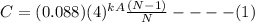 C=(0.088)(4)^{kA} \frac{(N-1)}{N}----(1)