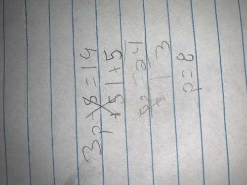 3p - 5 = 19 answer when solved? ?