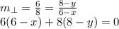m_{\bot}=\frac{6}{8} = \frac{8-y}{6-x}\\ 6(6-x)+8(8-y)=0