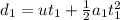 d_1 = ut_1 + \frac{1}{2}a_1 t_1^2