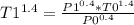 T1^{1.4} = \frac{P1^{0.4} * T0^{1.4}}{P0^{0.4}}