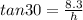 tan 30 = \frac{8.3}{h}