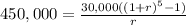 450,000=\frac{30,000((1+r)^{5} -1)}{r}