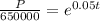 \frac{P}{650000} =e^{0.05t}