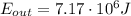 E_{out}=7.17\cdot 10^6 J