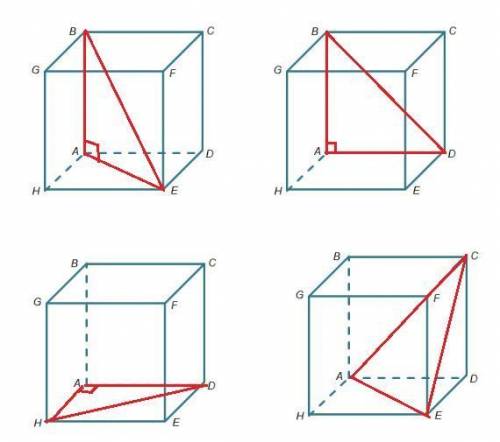 Which is a right triangle formed using a diagonal through the interior of the cube?  triangle abe tr