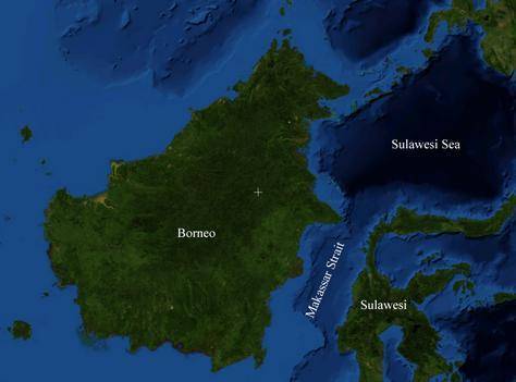 Which of the following bodies of water travels between the islands of borneo and sulawesi in indones