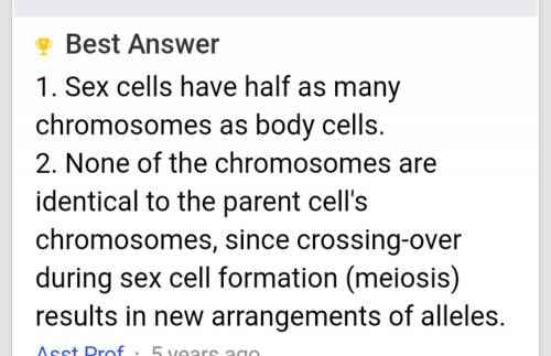 How do the chromosomes in a sex cell differ from those in a body cell
