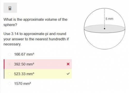 What is the approximate volume of the sphere?   use 3.14 to approximate pi and round your answer to