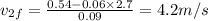 v_{2f}=\frac{0.54-0.06\times 2.7}{0.09}=4.2m/s