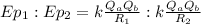 Ep_1 : Ep_2 = k\frac{Q_aQ_b}{R_1} : k\frac{Q_aQ_b}{R_2}