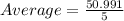 Average = \frac{50.991}{5}