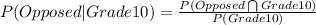 P(Opposed|Grade10)=\frac{P(Opposed\bigcap Grade10)}{P(Grade10)}