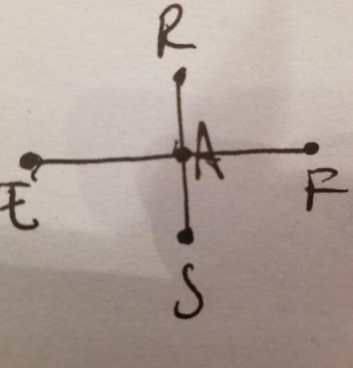 Draw segment ef so that is bisects rs. mark their intersection appoint a